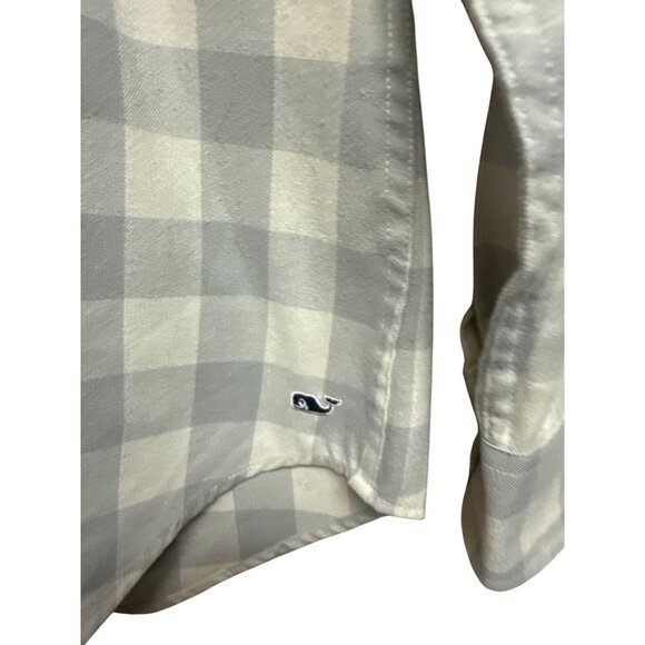 Vineyard Vines Women's Shirt Performance Relaxed Button Down Grey Plaid Size 2 - Picture 4 of 9